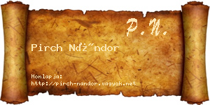 Pirch Nándor névjegykártya